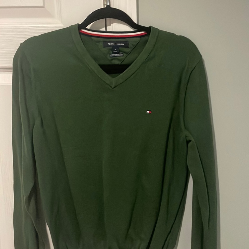 Green Medium Tommy Hilfiger v neck sweater